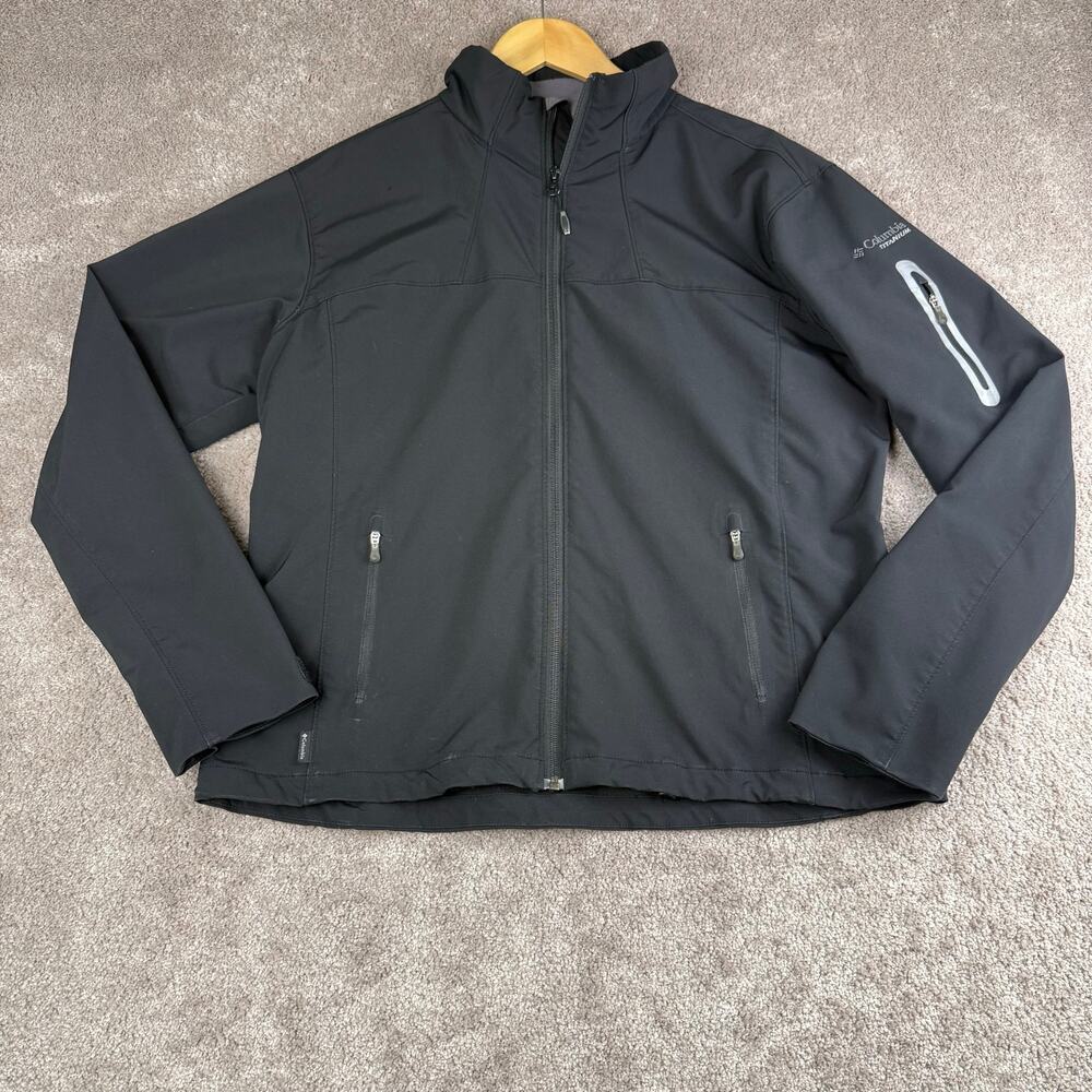 Black Columbia Titanium Softshell Jacket Full Zip Outdoor Size XL Hiking Gorp
